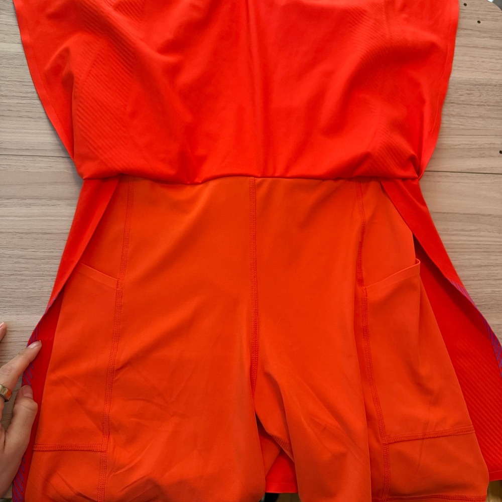 Adidas Stella McCartney Truepace Mini Dress Athletic Medium Orange Vibrant Fun - Picture 9 of 11